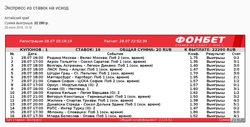 У клиента БК доехал экспресс с коэффициентом 1114,51