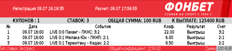 У клиента БК доехал экспресс с тремя ставками на точный счет в лайве