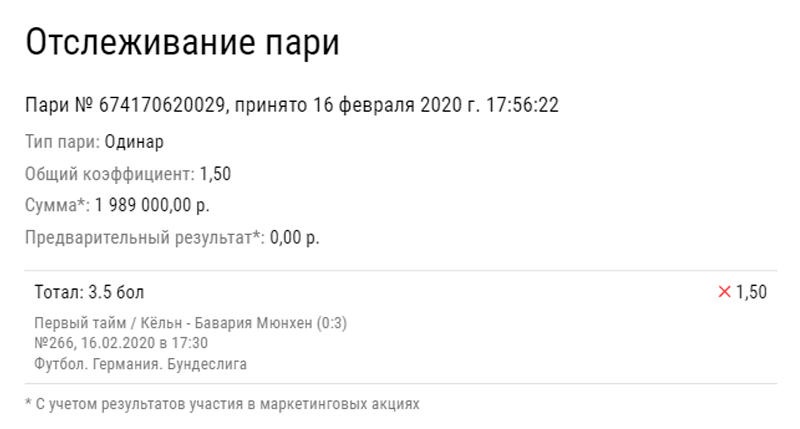 Клиент БК проиграл 2 миллиона из-за излишней веры в «Баварию»