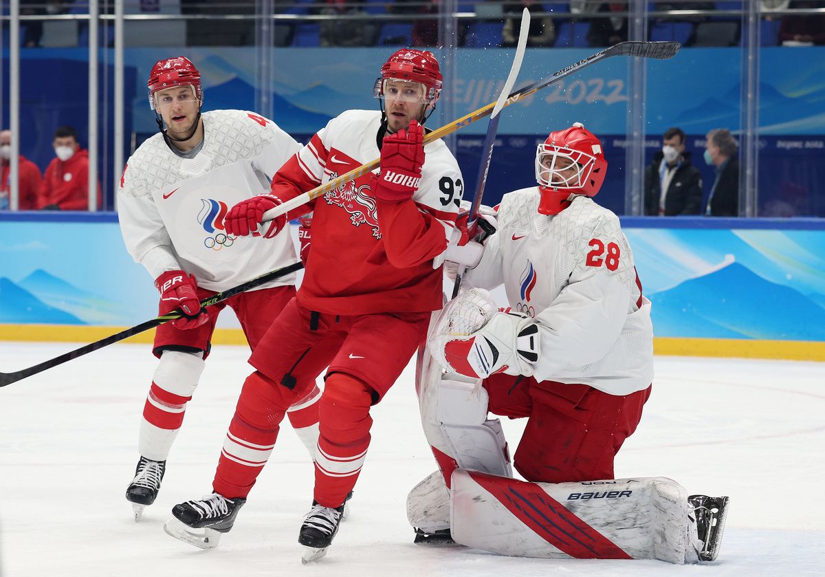 Иван Федотов в матче с Данией на ОИ-2022. Фото: Harry How/Getty Images