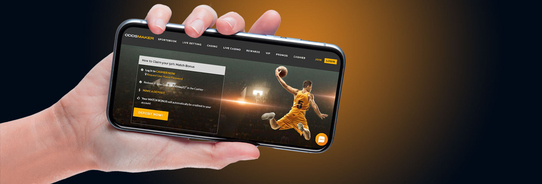 Бонус за депозит 50% до $500 от БК Oddsmaker