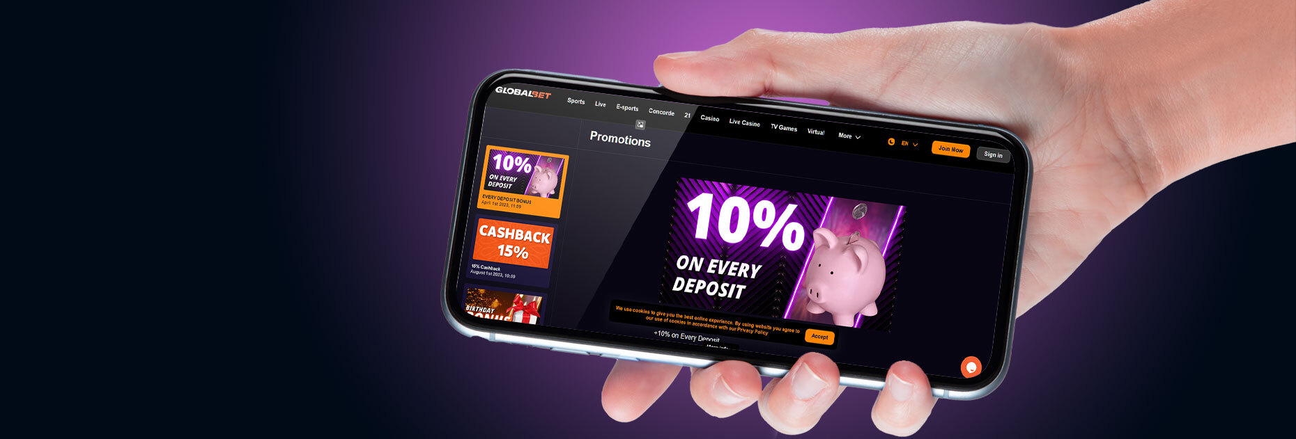 Бонус 10% на каждый депозит от БК Global Bet