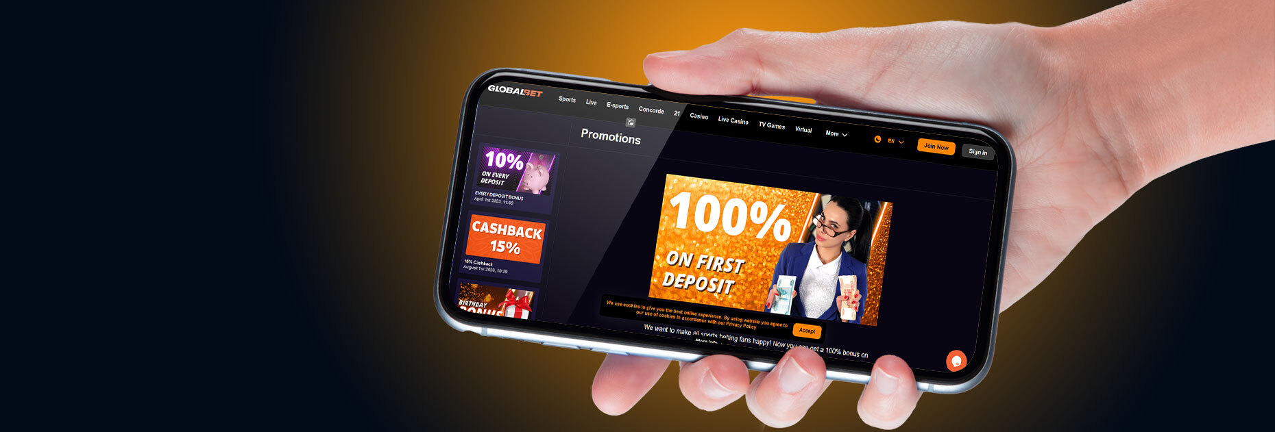 Приветственный бонус 100% на первый депозит от БК Global Bet