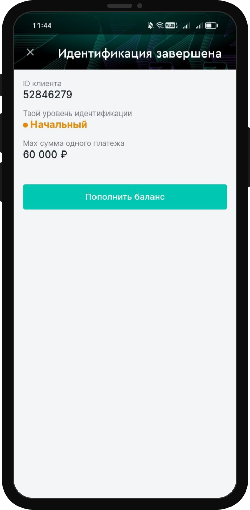 Успешное прохождение идентифкации в БК Pari
