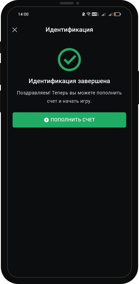 Успешное прохождение идентификации в БК Леон