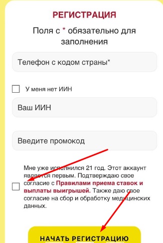 Подтверждение регистрации на сайте БК Tennisi kz