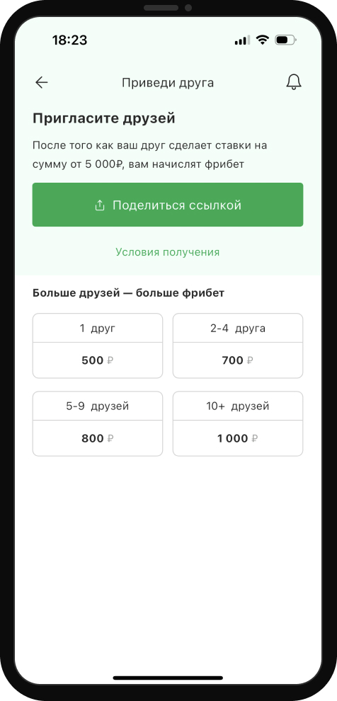 Фрибет БК «Лига Ставок»: до 1000 рублей за каждого приведенного друга