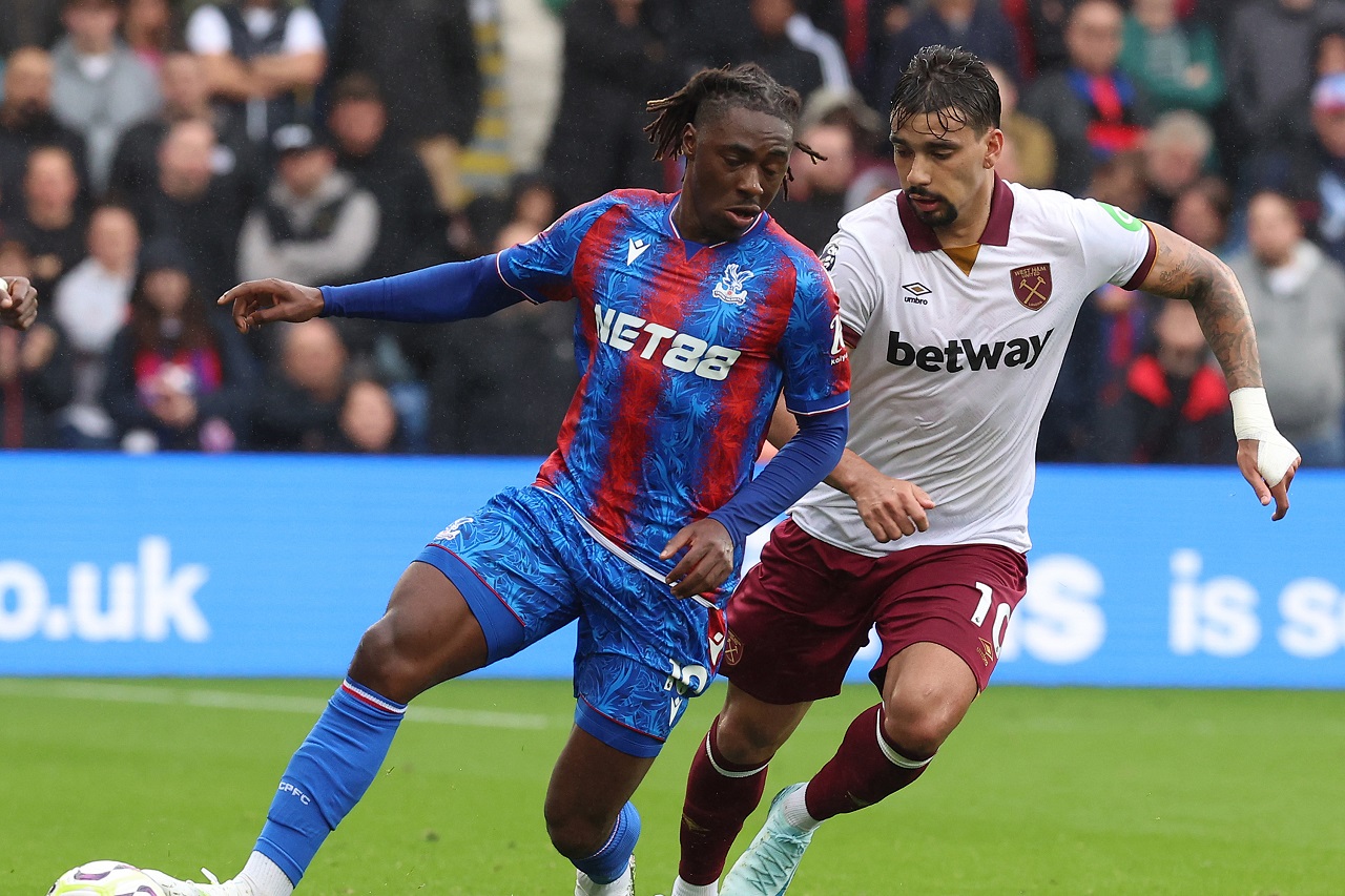 Эберечи Эзе («Кристал Пэлас») и Лукас Пакета («Вест Хэм») (фото: Richard Pelham/Getty Images)