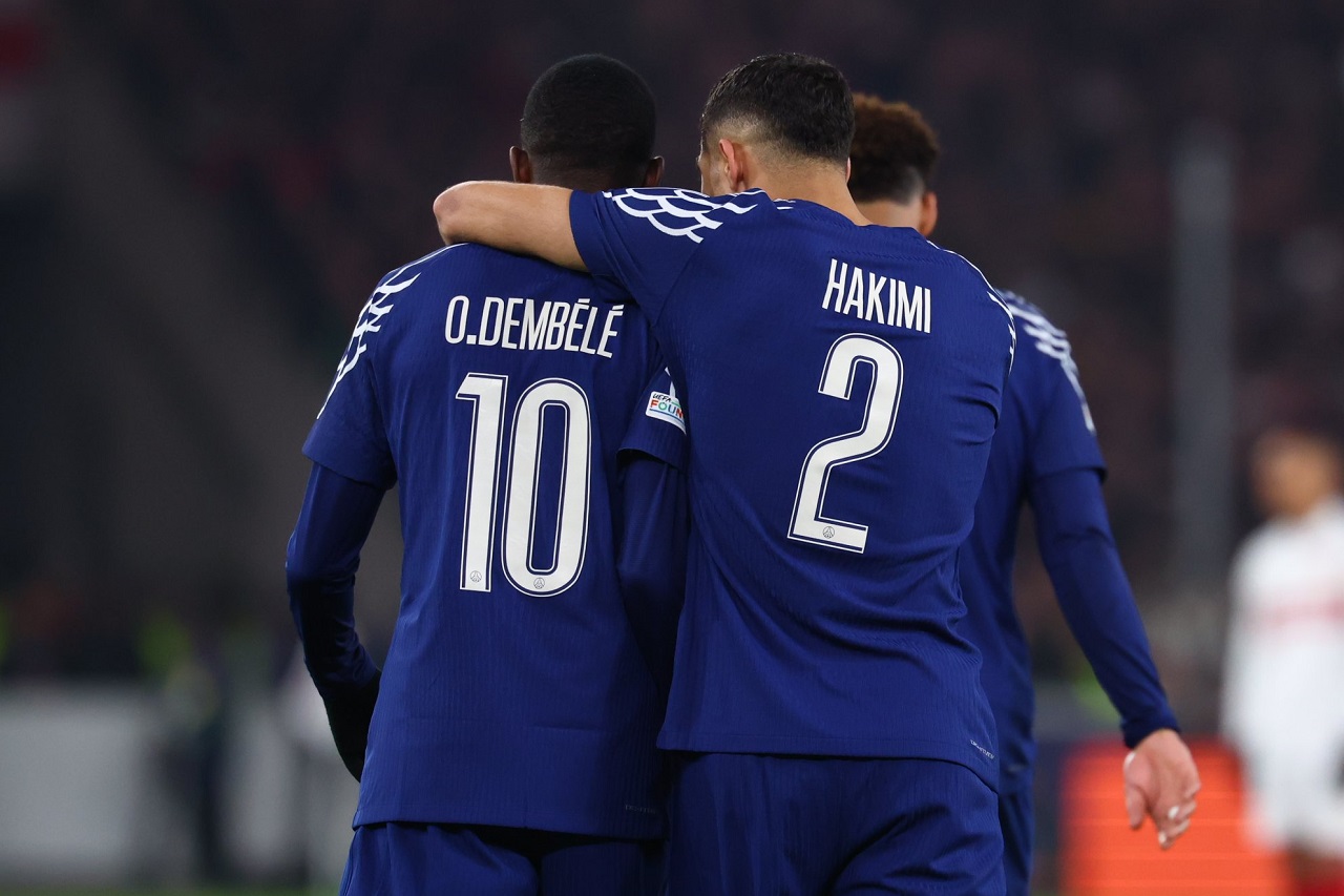 Усман Дембеле и Ашраф Хакими, «Пари Сен-Жермен» (фото: соцсети клуба)