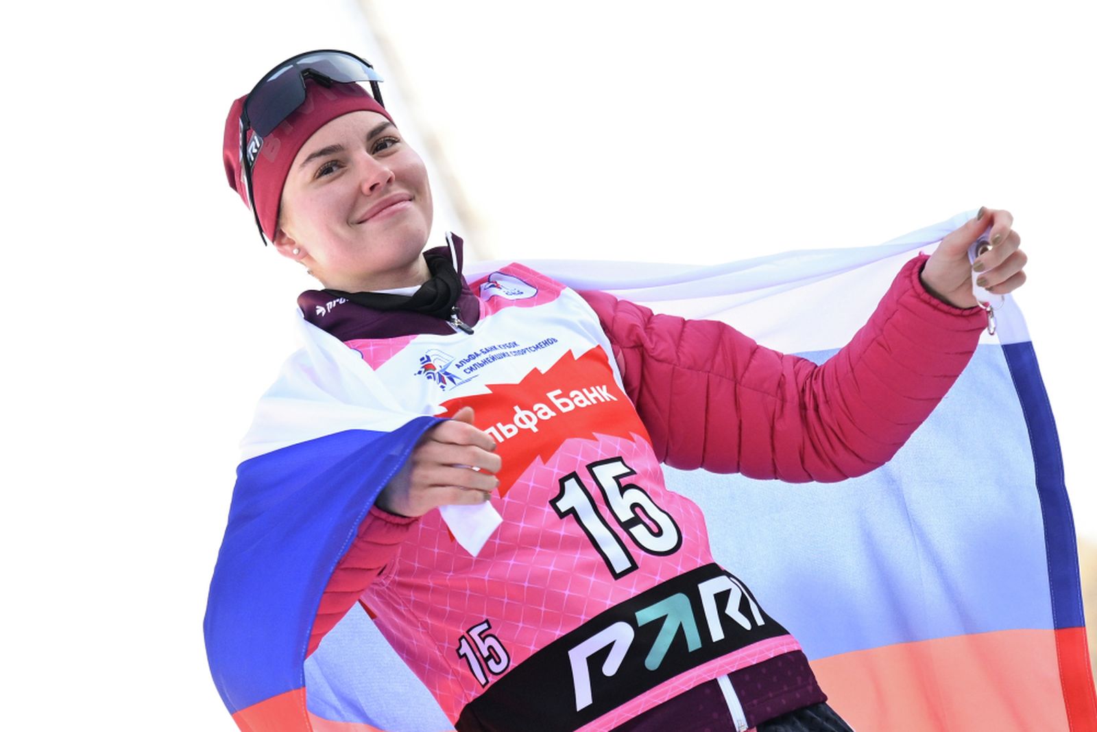 Виктория Метеля, победившая в гонке 5-го этапа масс-cтарта Кубка сильнейших по биатлону на 12,5 км км среди женщин в Раубичах в феврале 2025 года. Фото: Алексей Филиппов/РИА Новости ©