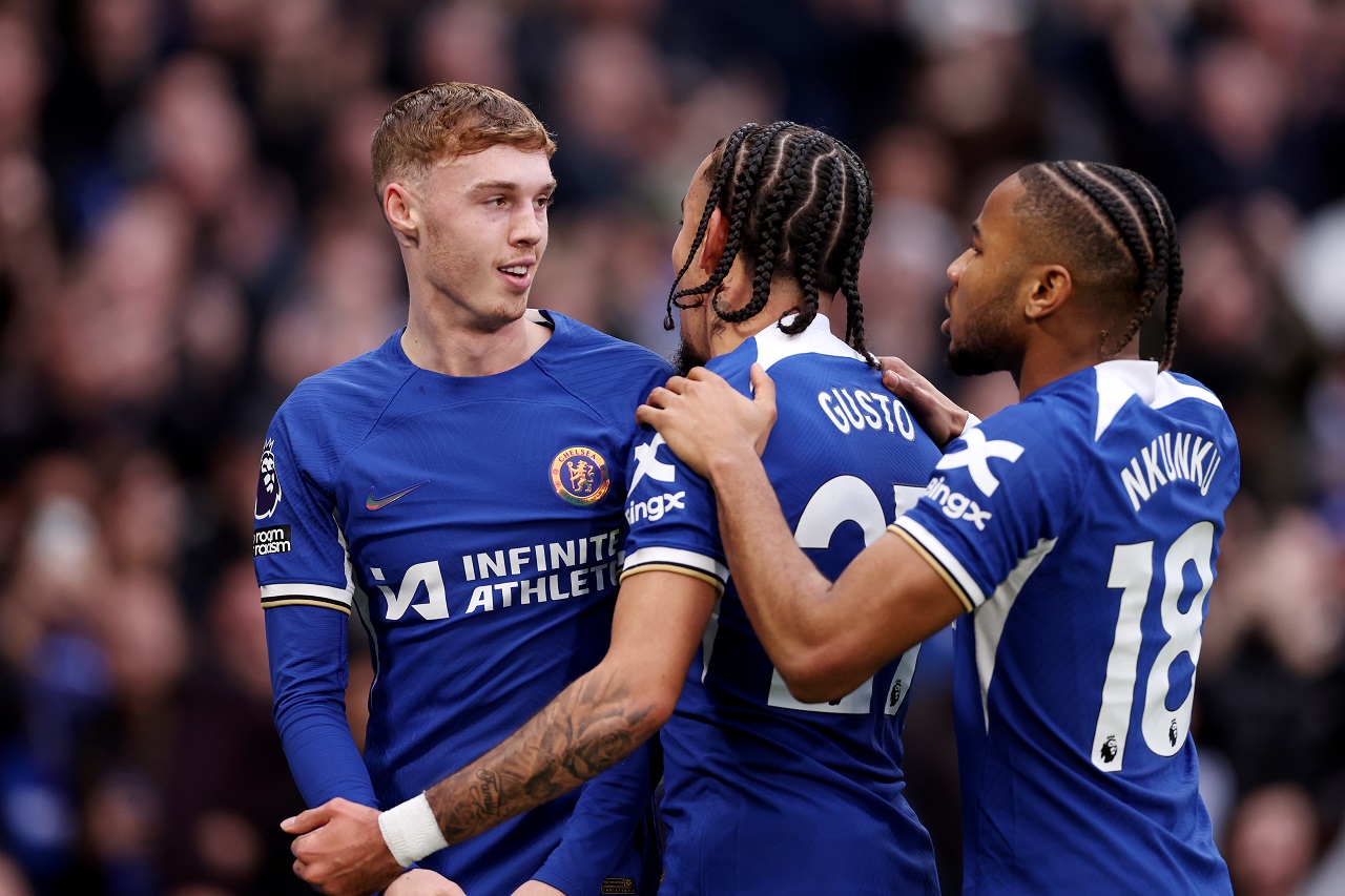 Коул Палмер, Мало Гюсто и Кристофер Нкунку, «Челси» (фото: Alex Pantling/Getty Images)