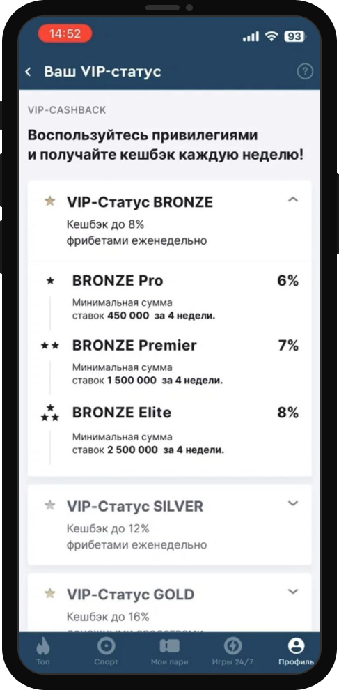Программа лояльности Фонбет