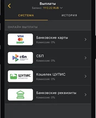 Выбор метода вывода средств Мелбет