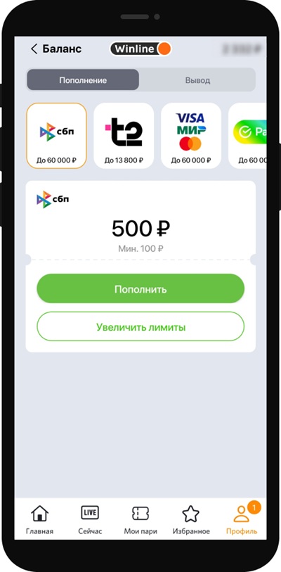 Винлайн пополнение счета