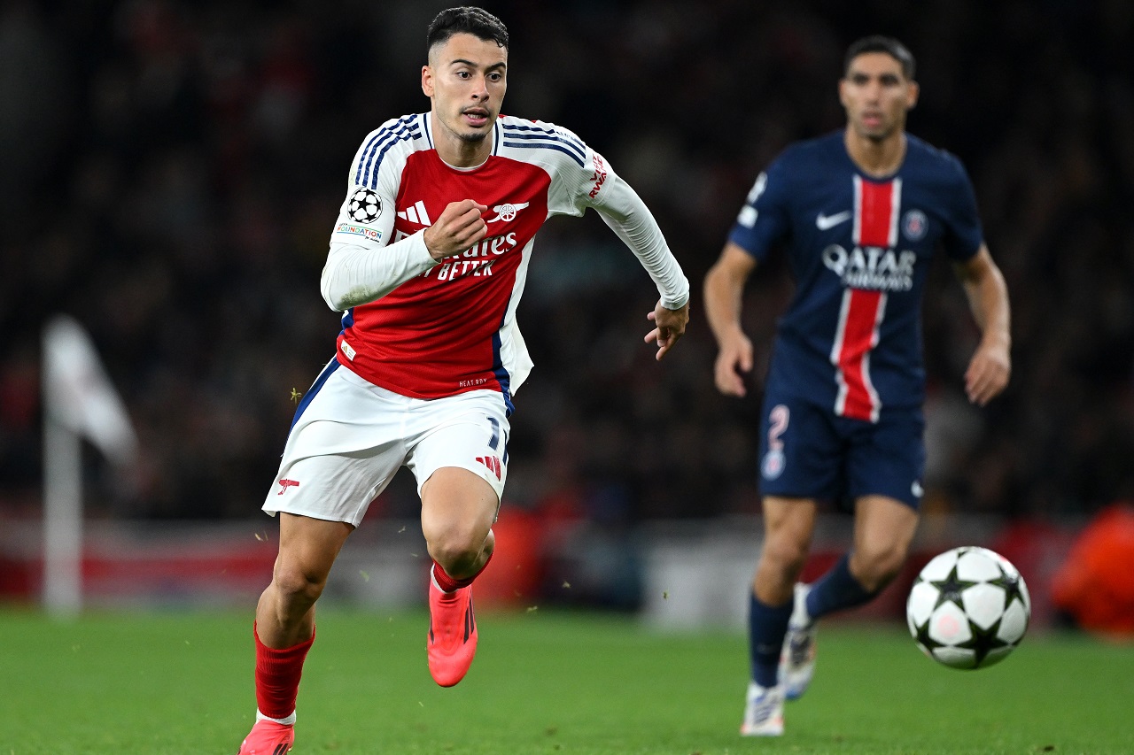 Габриэл Мартинелли («Арсенал») и Ашраф Хакими («Пари Сен-Жермен») (фото: Shaun Botterill/Getty Images)