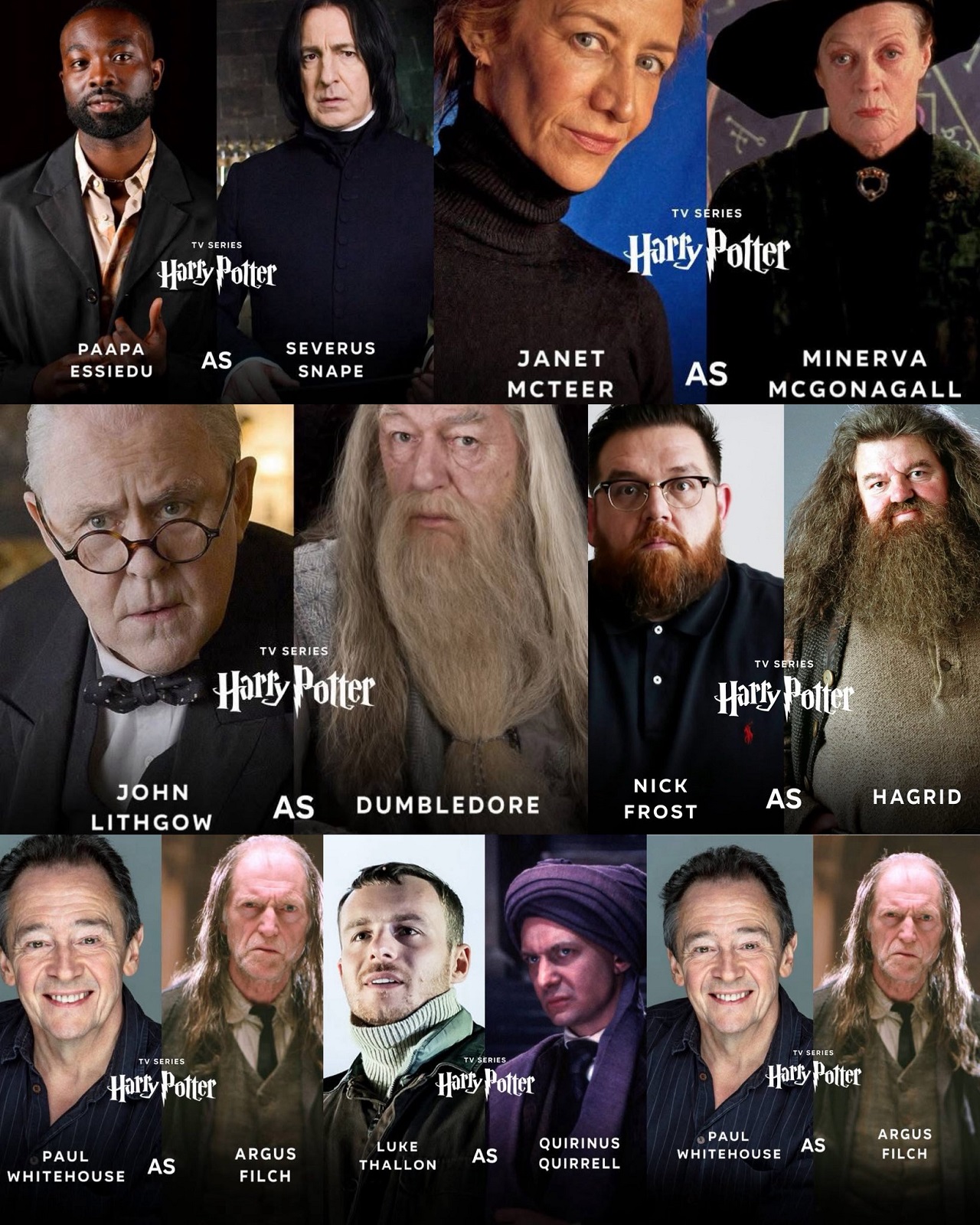 Первые шесть актеров в сериале HBO про Гарри Поттера (фото: твиттер @TheHPfacts)