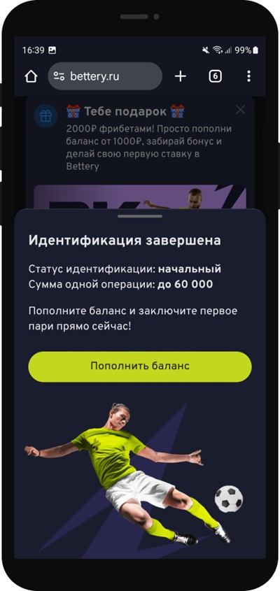 Завершите процедуру верификации личности.