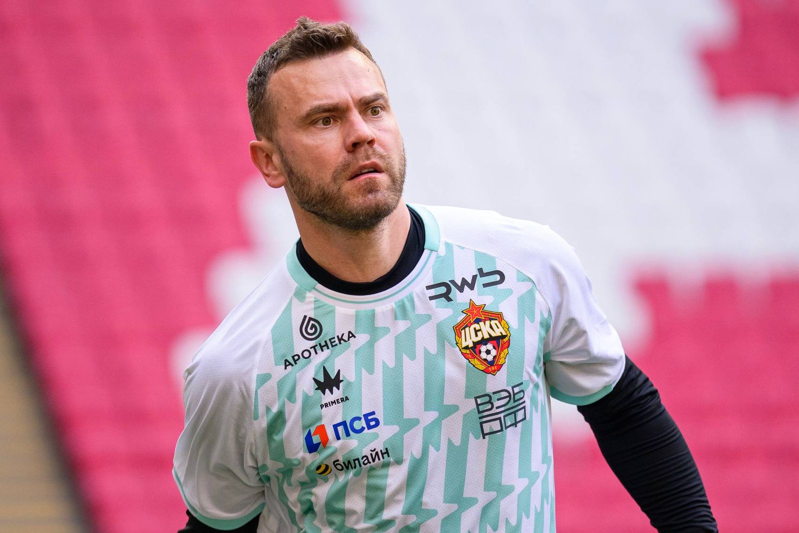 11 июля 2025 года. Игорь Акинфеев на предматчевой тренировке ЦСКА на «Ак Барс Арене» в Казани за день до OLIMPBET Суперкубка России. Фото: pfc-cska.com