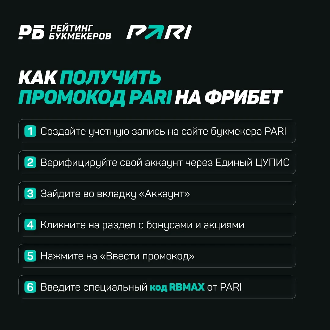 Как получить промокод Пари на фрибет (бесплатную ставку)